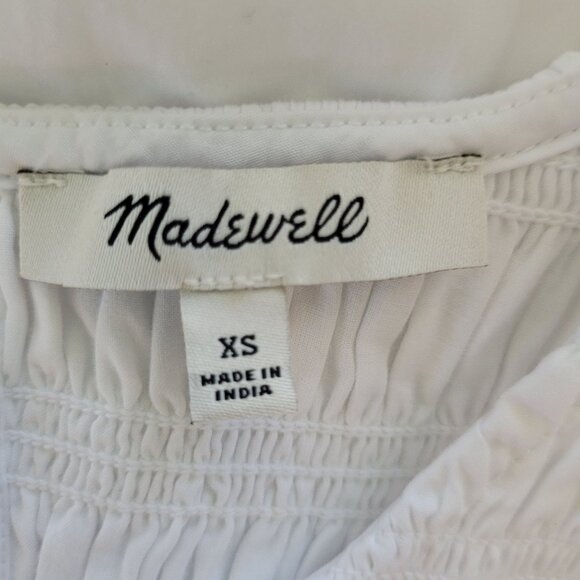 Madewell The Melody Bubble-Hem Smocked Midi Dress in Poplin Size XS White NWOT - Picture 3 of 10